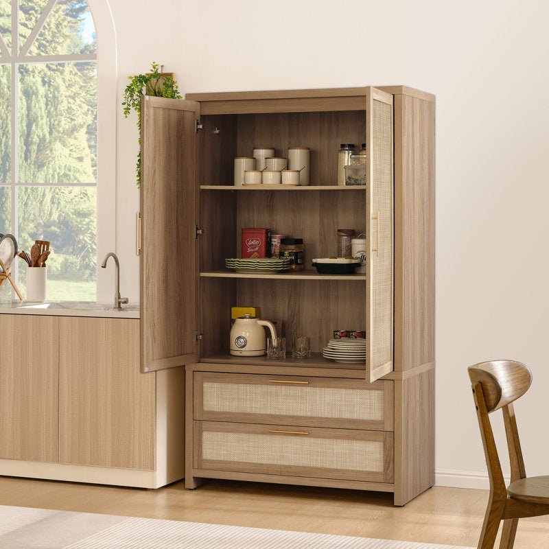 Aurelia - Bohemian Rattan Armoire Wardrobe & Storage Cabinet