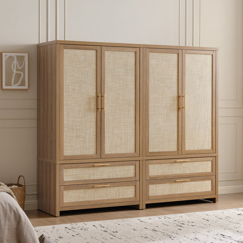 Aurelia - Bohemian Rattan Armoire Wardrobe & Storage Cabinet