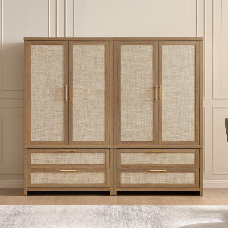Aurelia - Bohemian Rattan Armoire Wardrobe & Storage Cabinet