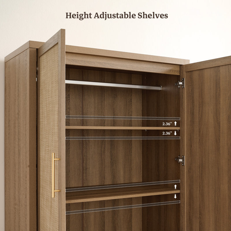 Aurelia - Bohemian Rattan Armoire Wardrobe & Storage Cabinet