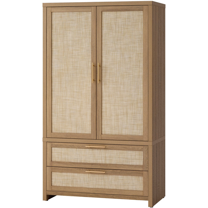 Aurelia - Bohemian Rattan Armoire Wardrobe & Storage Cabinet