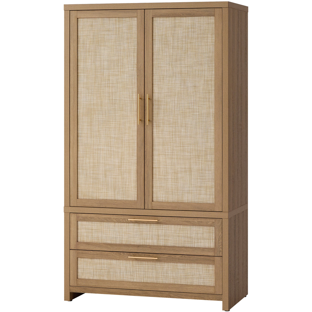 Aurelia - Bohemian Rattan Armoire Wardrobe & Storage Cabinet