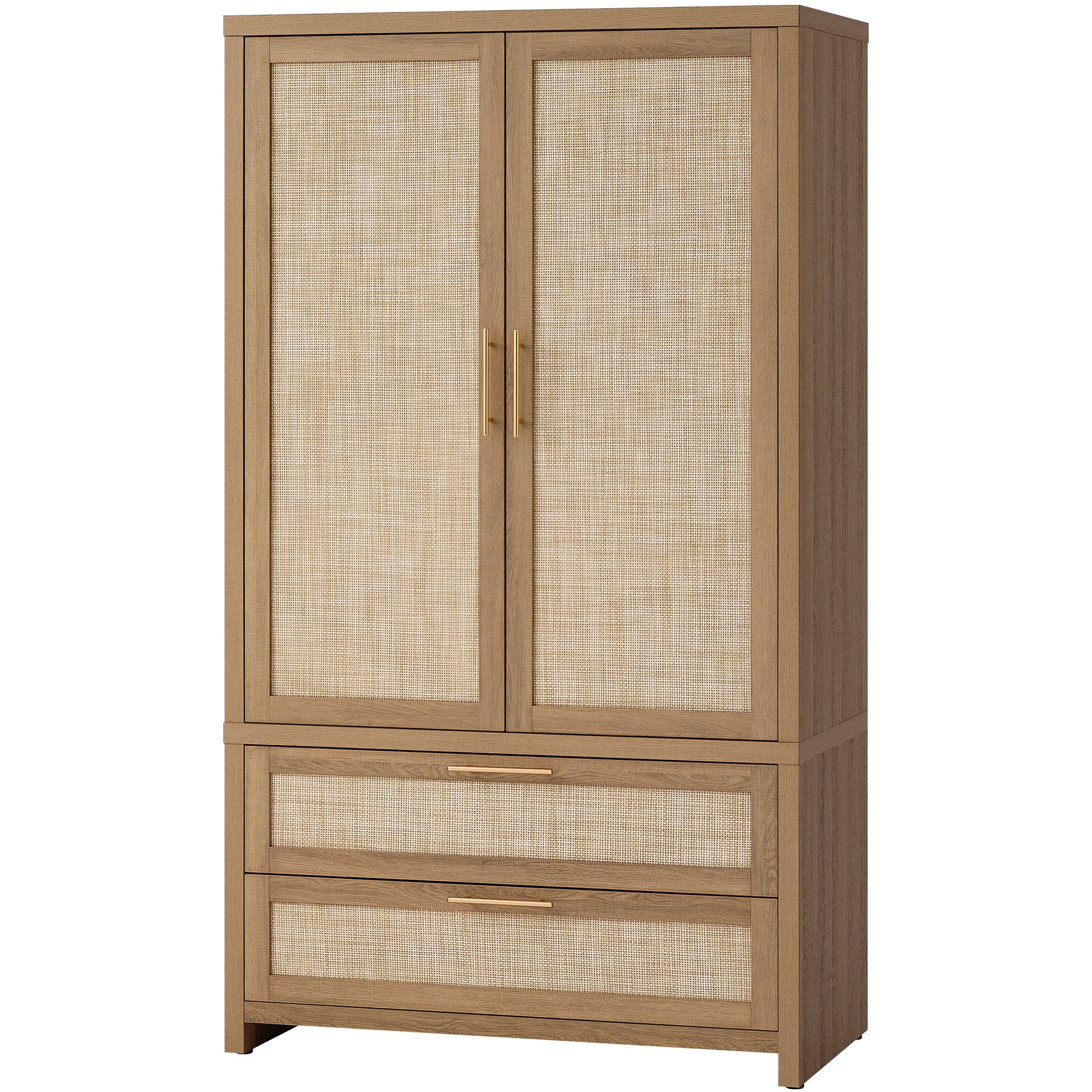 Aurelia - Bohemian Rattan Armoire Wardrobe & Storage Cabinet