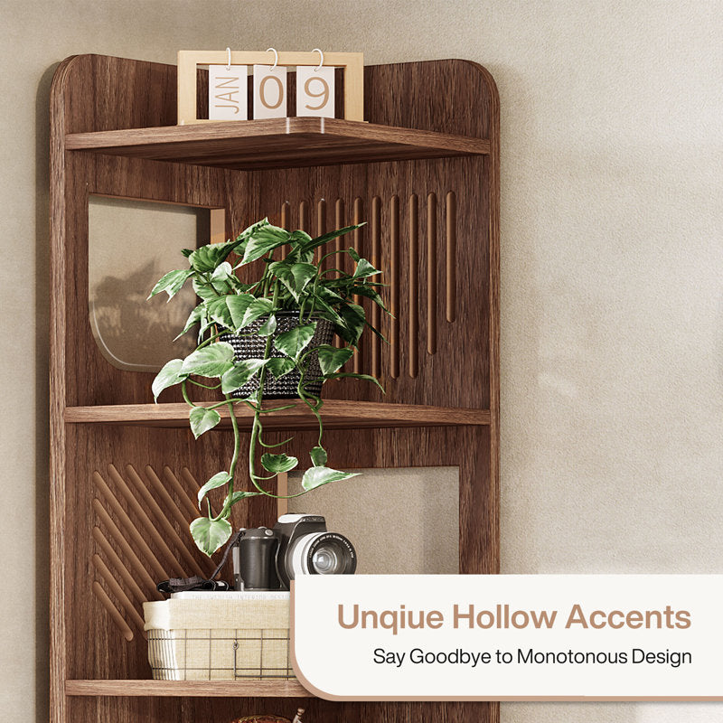 Apex 72" Tall Corner Bookshelf - Industrial 6-Tier Wood Bookcase