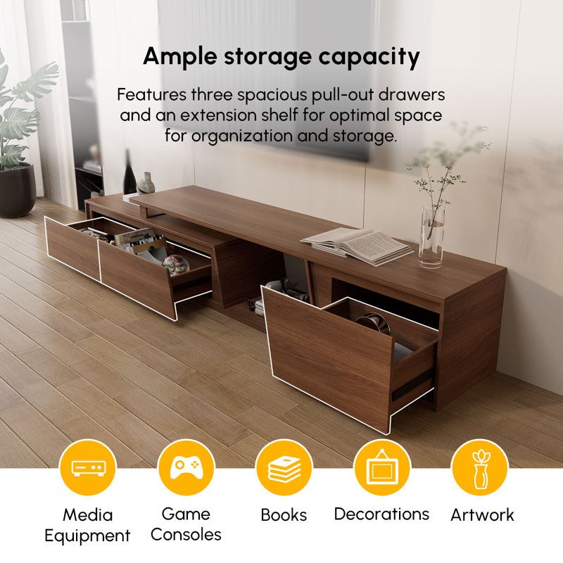 Horizon - Extendable TV Stand Mid-Century Walnut for Large TVs