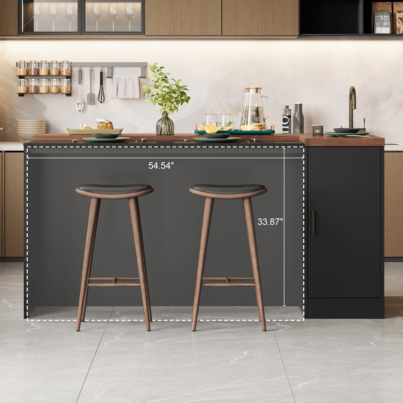 Artisan Loft - 71" Kitchen Island Wood & Glass with Power Outlet
