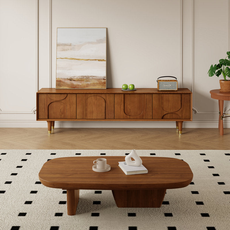 Aurelius - 71" Mid-Century Walnut TV Stand Media Console for Living Room