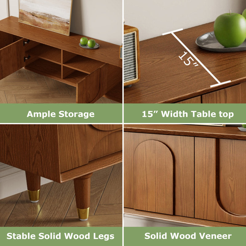 Aurelius - 71" Mid-Century Walnut TV Stand Media Console for Living Room
