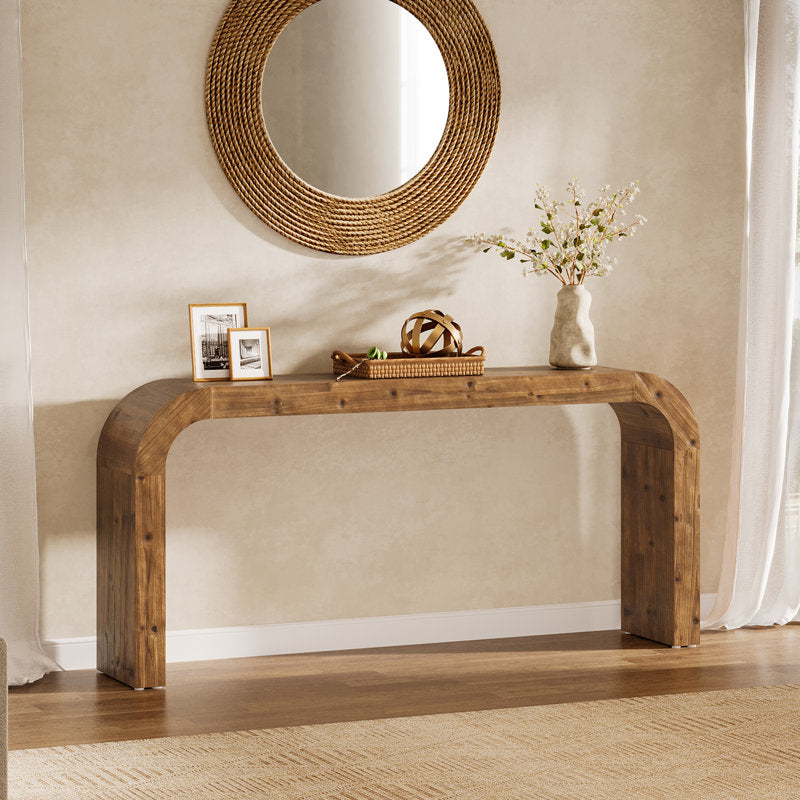 Arched Haven - 71" Solid Wood Curved Console Table for Entryway