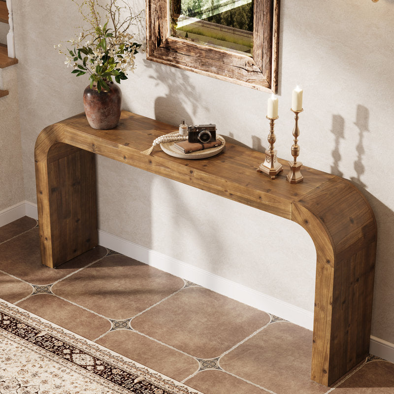 Arched Haven - 71" Solid Wood Curved Console Table for Entryway