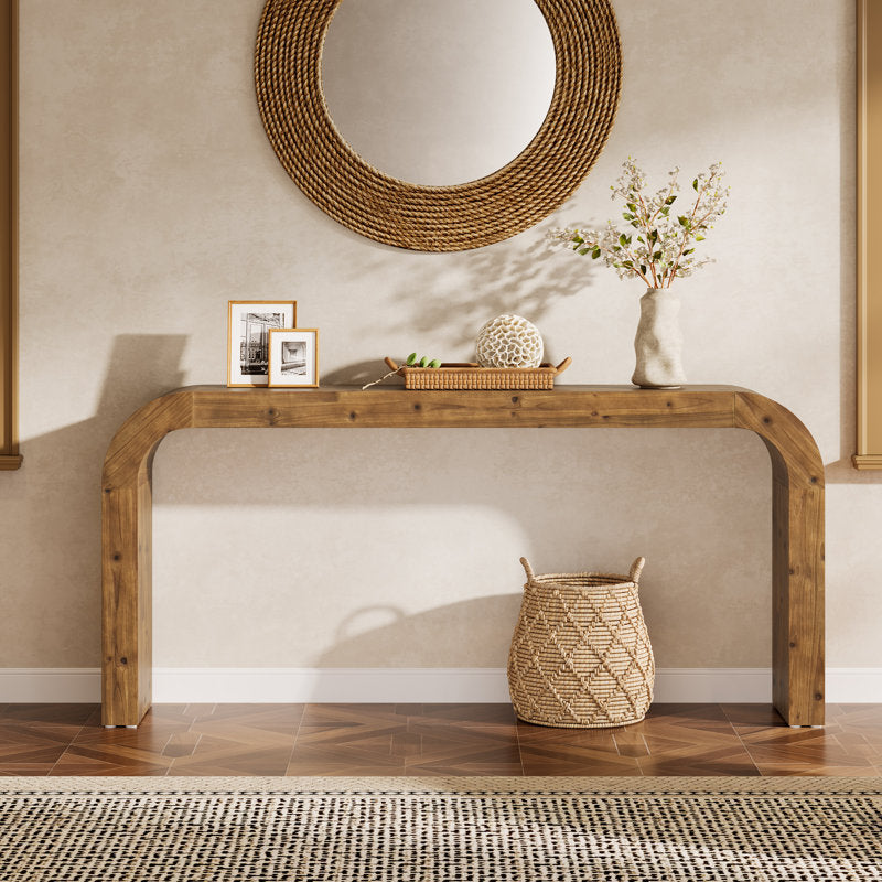 Arched Haven - 71" Solid Wood Curved Console Table for Entryway