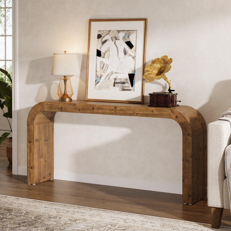 Arched Haven - 71" Solid Wood Curved Console Table for Entryway