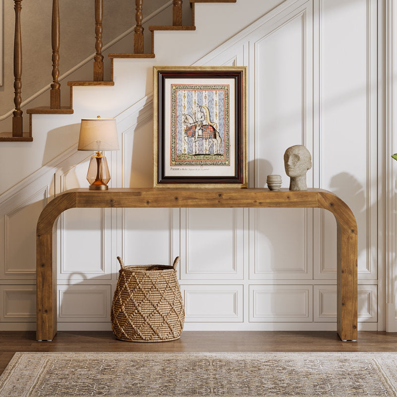 Arched Haven - 71" Solid Wood Curved Console Table for Entryway