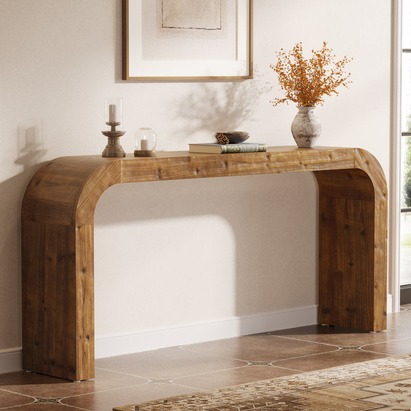 Arched Haven - 71" Solid Wood Curved Console Table for Entryway