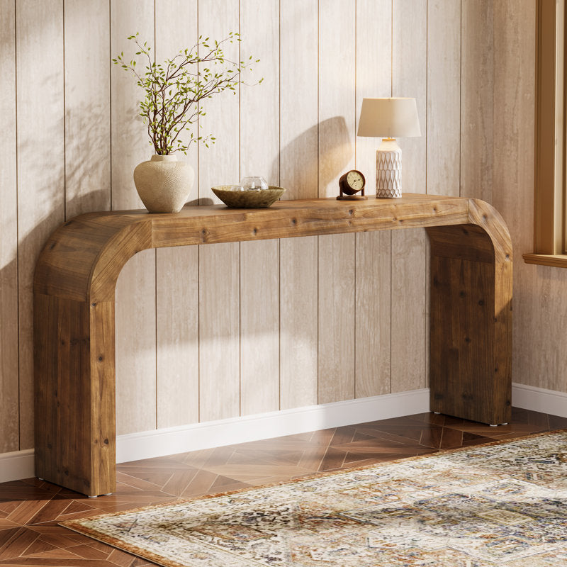 Arched Haven - 71" Solid Wood Curved Console Table for Entryway