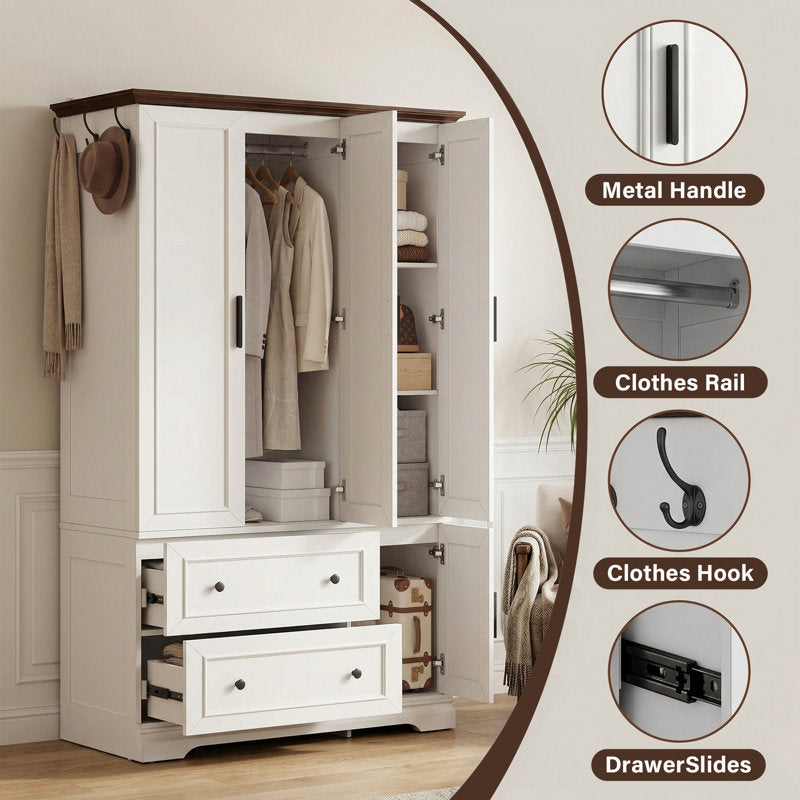 Aurelius - 71" 3-Door Wardrobe Armoire Modern Bedroom Storage Closet