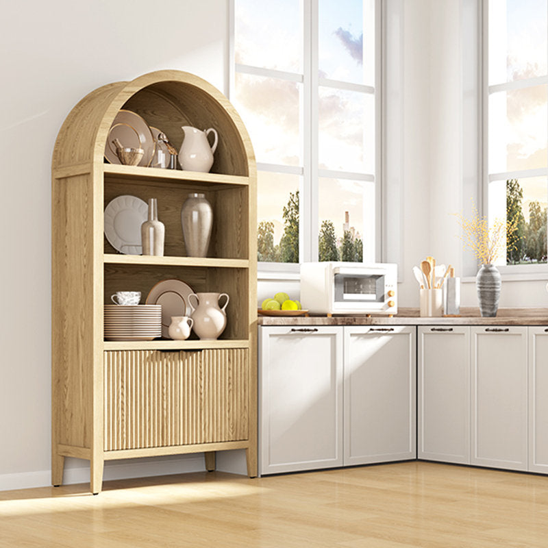 Elara Arched Bookcase - 71" Tall Fluted Wood Cabinet for Living Room