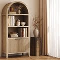 Elara Arched Bookcase - 71" Tall Fluted Wood Cabinet for Living Room