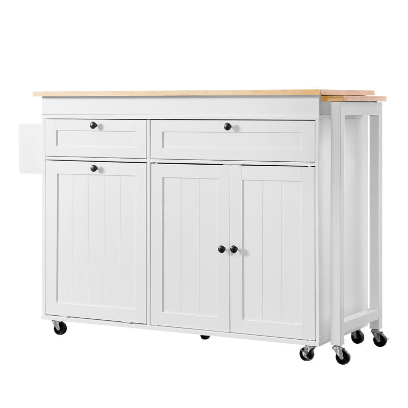 Haven 81.6" Kitchen Island - Extendable Wood Table with Power Outlets