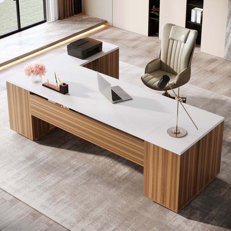 Grandview - 86" L-Shaped Executive Desk Wood & Metal Home Office