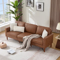 Arlo 92" Square Arm Sofa - Faux Leather & Chenille 3-Seater Couch