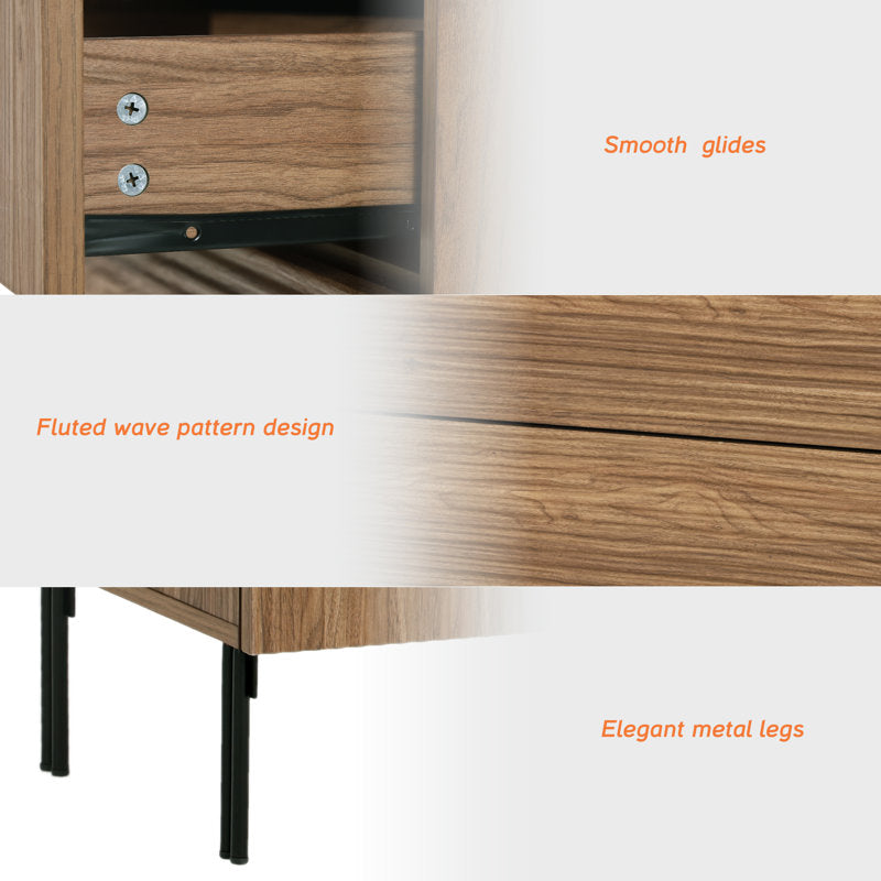 Elara 94.5" Reeded Sideboard - Modern Walnut Credenza for Dining Room