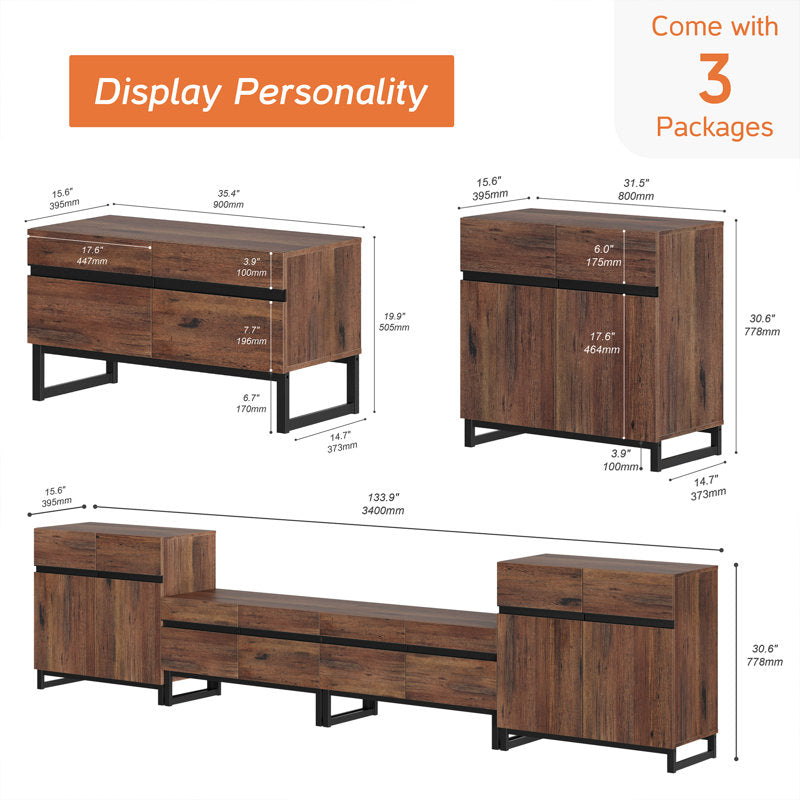 Aadam - Modern Wood TV Stand for TVs up to 110" Entertainment Center