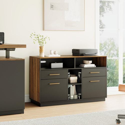 Adonia - 4 Drawer Lateral File Cabinet Mid-Century Walnut Office
