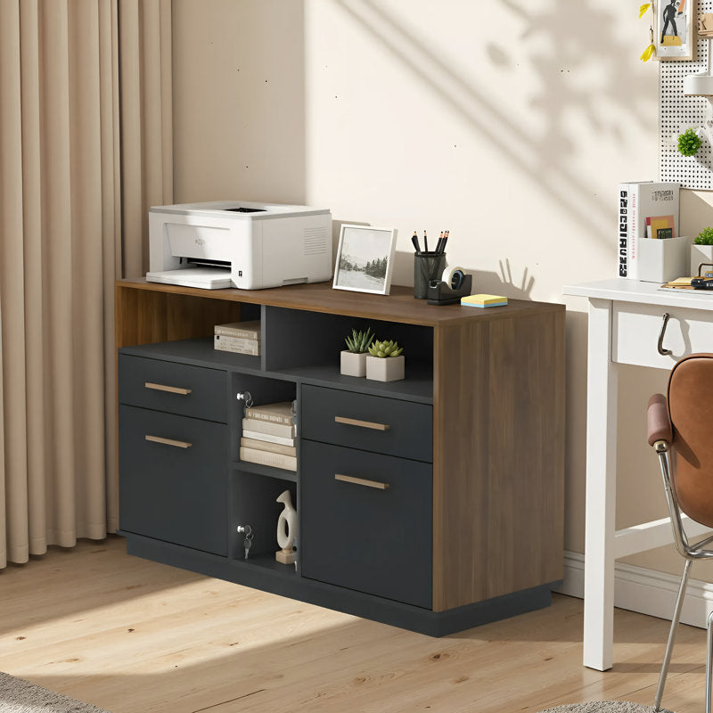 Adonia - 4 Drawer Lateral File Cabinet Mid-Century Walnut Office