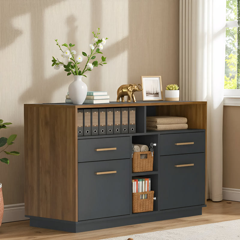 Adonia - 4 Drawer Lateral File Cabinet Mid-Century Walnut Office