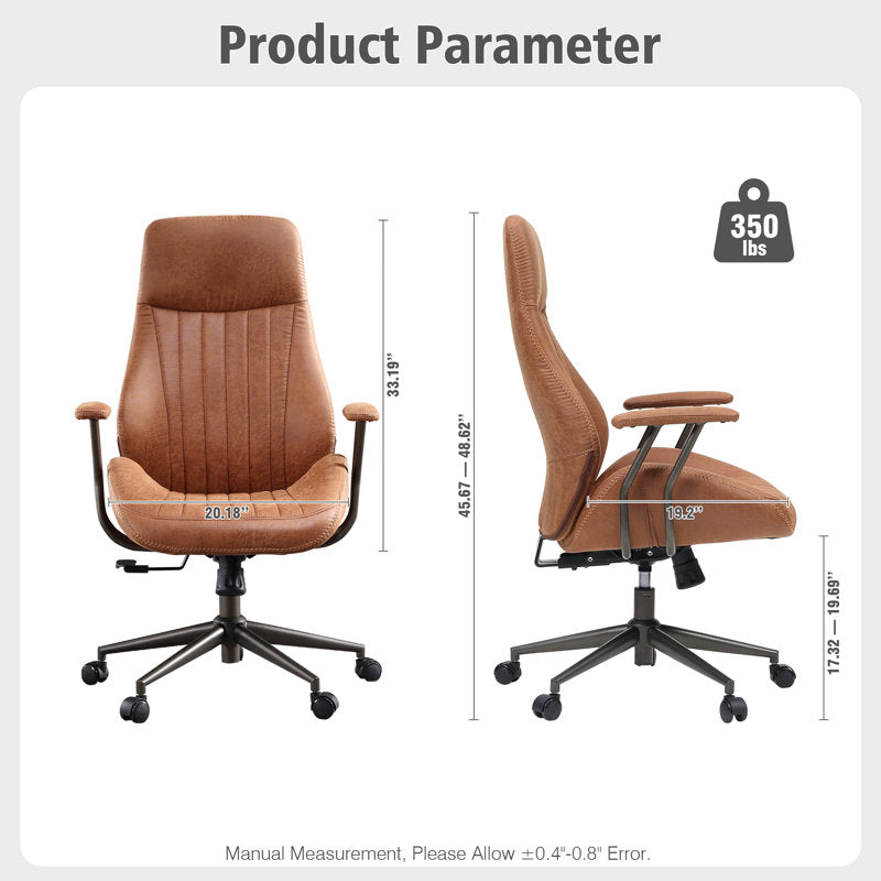 Albaugh - Ergonomic Mid-Century Faux Leather Executive Office Chair