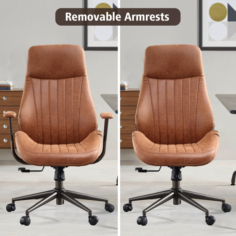 Albaugh - Ergonomic Mid-Century Faux Leather Executive Office Chair