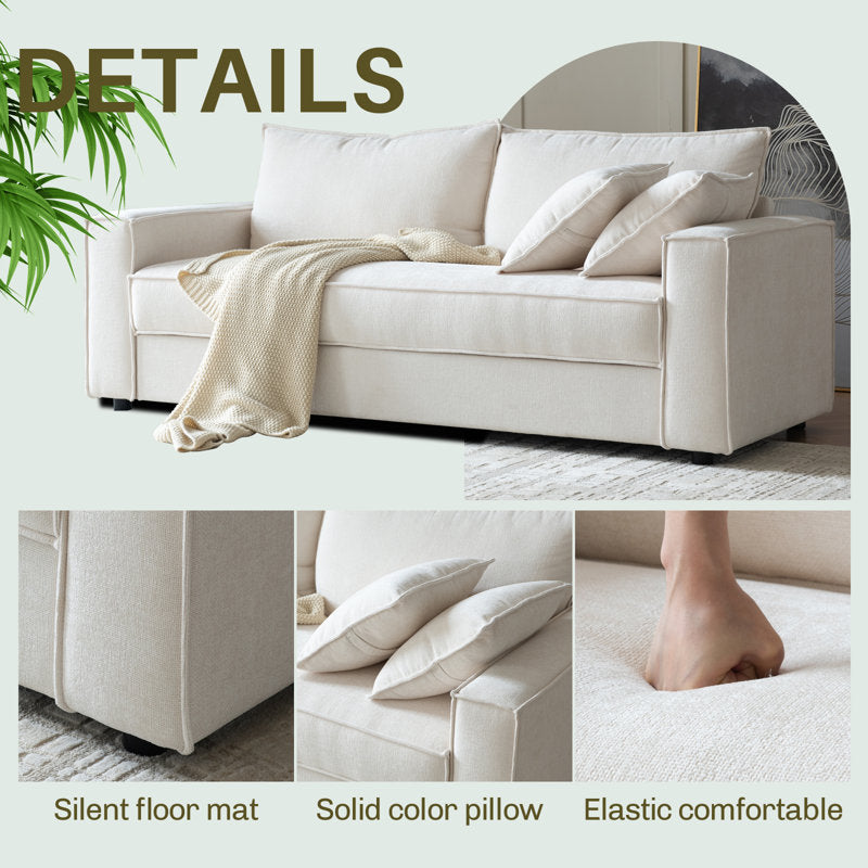 Alcantara - 79.5" Modern Upholstered 3-Seater Sofa for Living Room