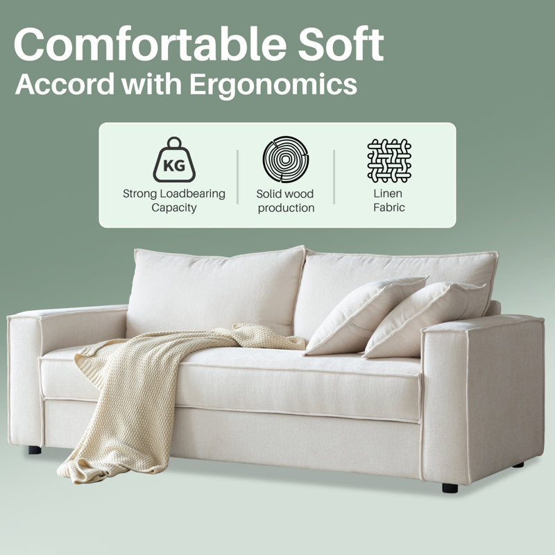 Alcantara - 79.5" Modern Upholstered 3-Seater Sofa for Living Room