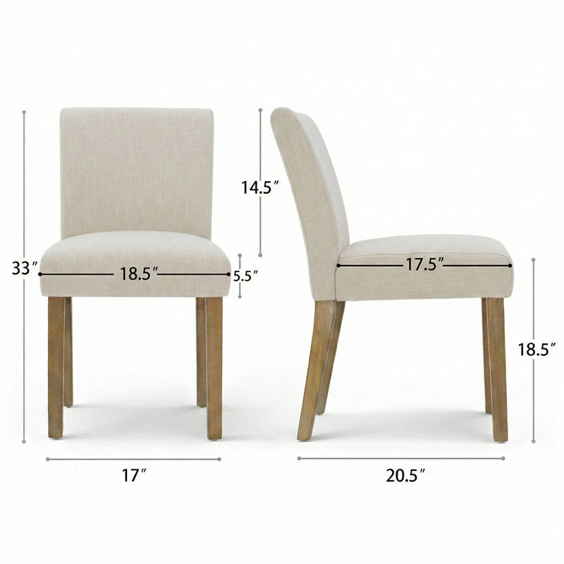 Alesana - Linen Blend Upholstered Dining Chairs Set of 2 - Modern Wood