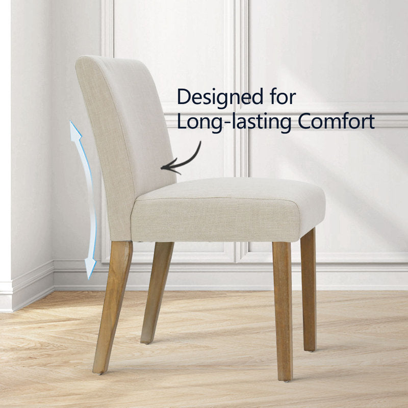 Alesana - Linen Blend Upholstered Dining Chairs Set of 2 - Modern Wood