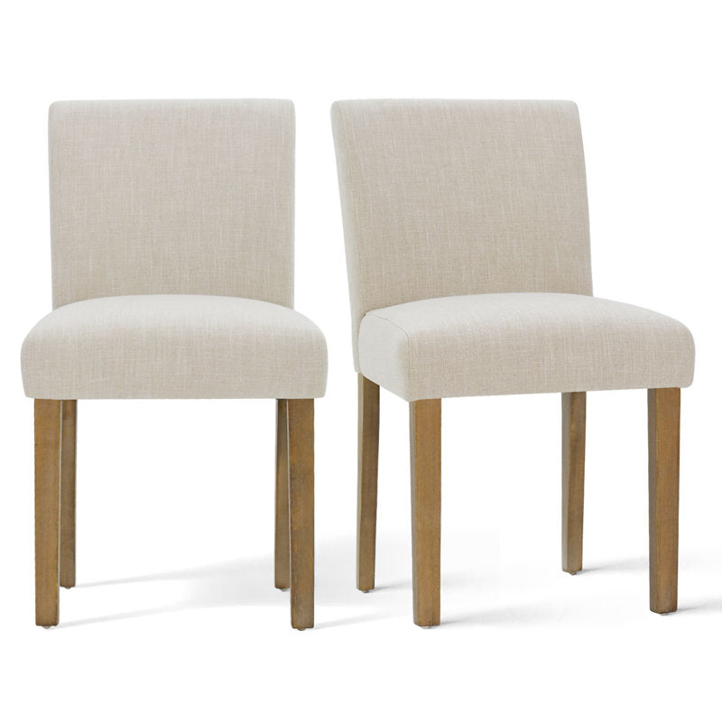 Alesana - Linen Blend Upholstered Dining Chairs Set of 2 - Modern Wood