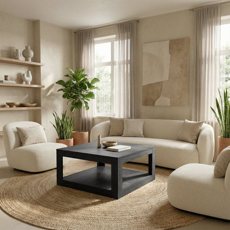 Allysyn - 31.5" Square Coffee Table Modern Wood Living Room Center Table