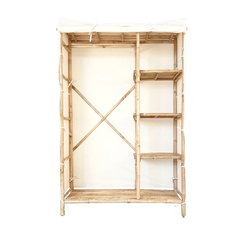 Anacelia - Bamboo Wardrobe Armoire with Fabric Cover for Bedroom