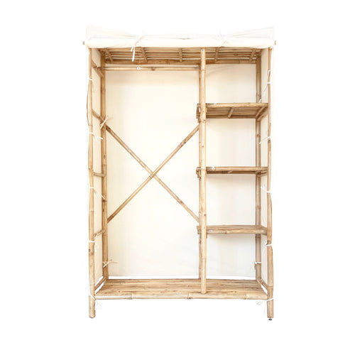 Anacelia - Bamboo Wardrobe Armoire with Fabric Cover for Bedroom