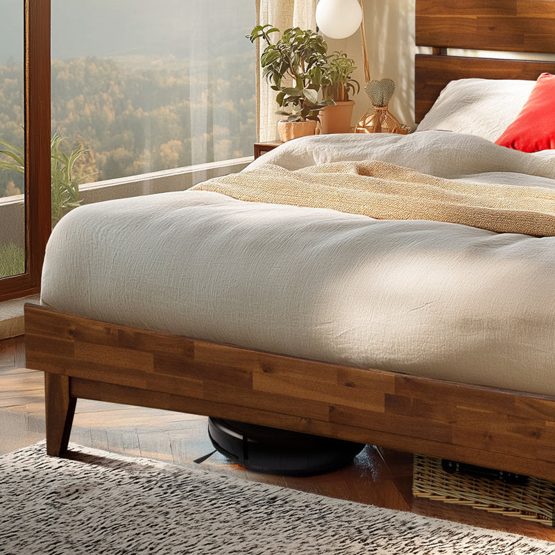 Antione - Solid Acacia Wood Platform Bed Frame - Farmhouse Bedroom