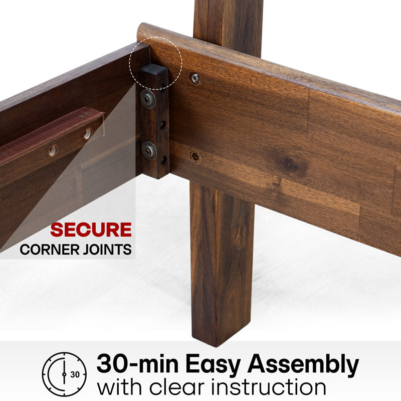 Antione - Solid Acacia Wood Platform Bed Frame - Farmhouse Bedroom