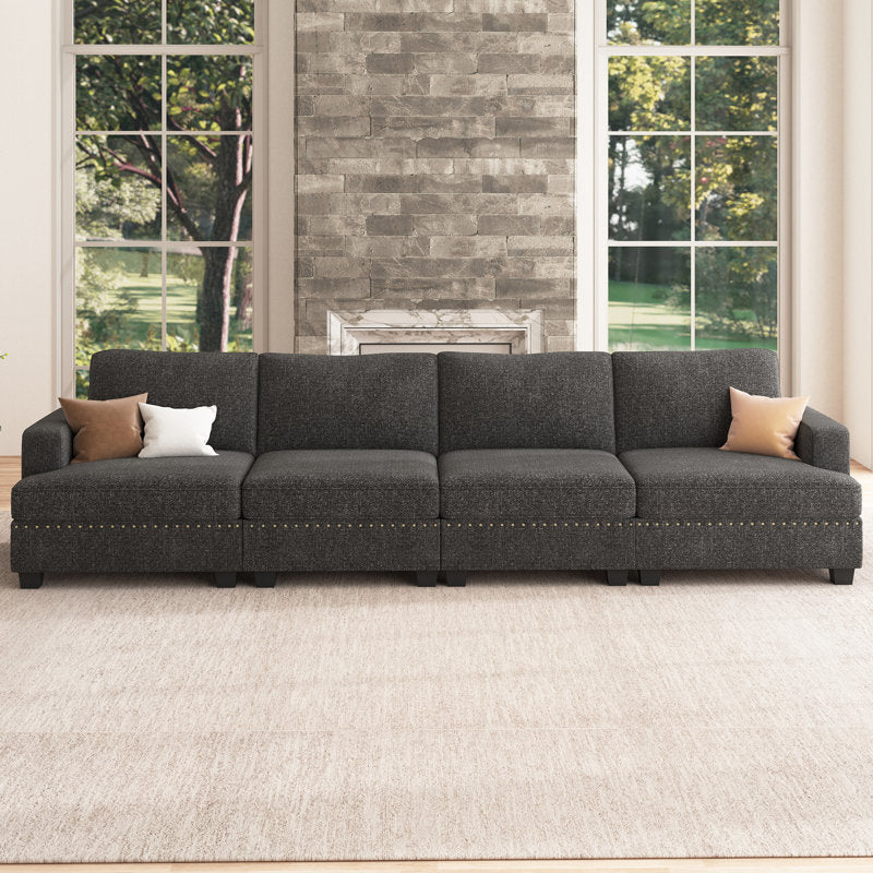 Anureet - 4-Person Modular Sectional Sofa with Nailhead Trim