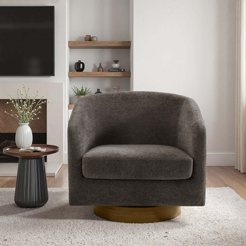 Applewold - Swivel Barrel Chair Tan Chenille Living Room