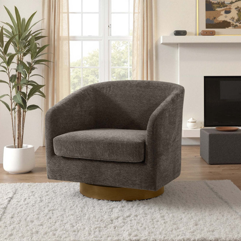 Applewold - Swivel Barrel Chair Tan Chenille Living Room