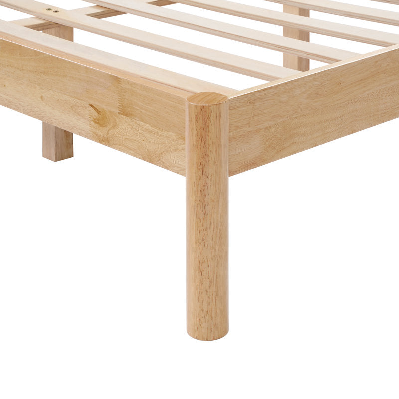 Ardin - Solid Wood Queen Bed Frame with Cream Boucle Headboard