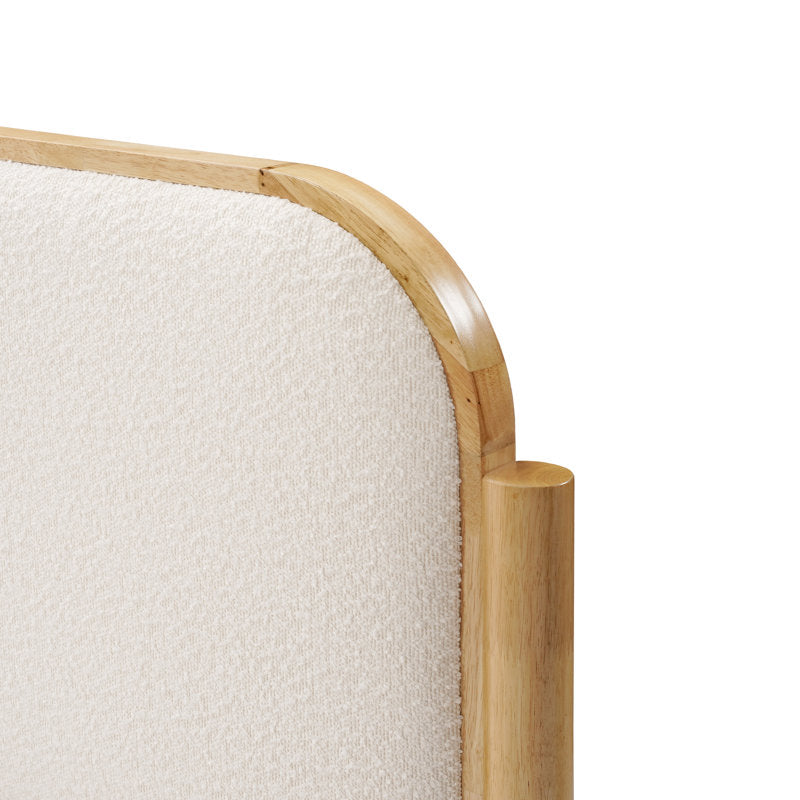 Ardin - Solid Wood Queen Bed Frame with Cream Boucle Headboard