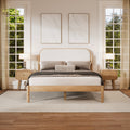 Ardin - Solid Wood Queen Bed Frame with Cream Boucle Headboard