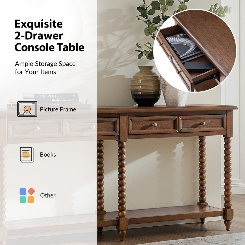Aristidh - 60" Farmhouse Solid Wood Console Table for Entryway
