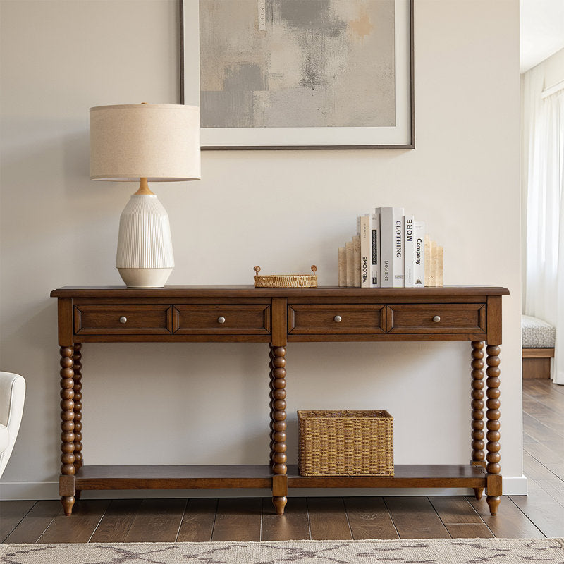 Aristidh - 60" Farmhouse Solid Wood Console Table for Entryway